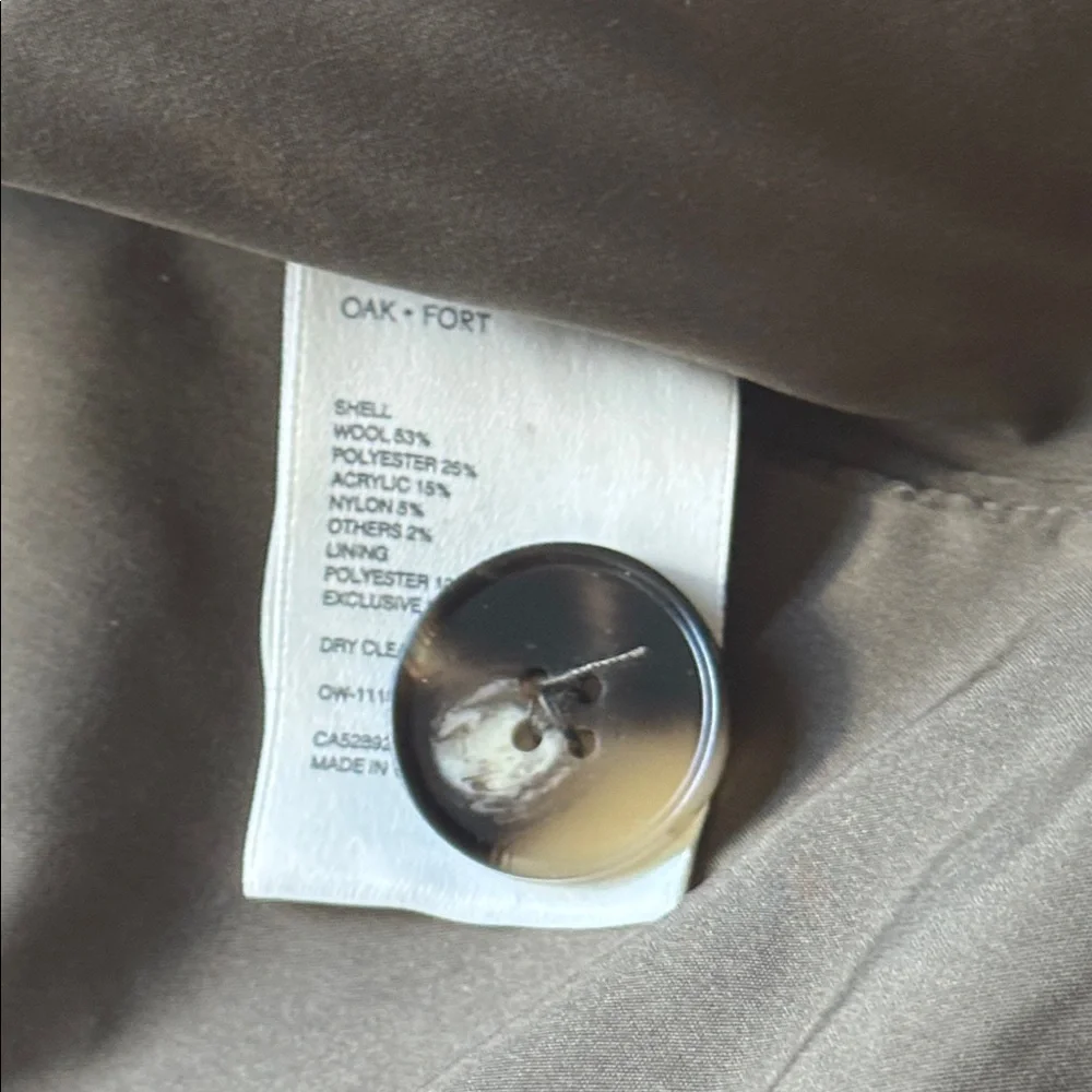 OAK + FORT Men’s Double-Breasted Wool-Blend Overcoat Jacket Men’s Large